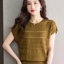 StyleCast Women Self Design Round Neck T-shirt-picture-49