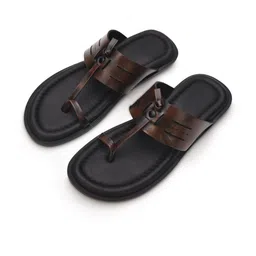 STEPHORN Men's Leather Toe-Loop Slippers with Padded Footbed-picture-9