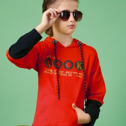 MashUp Boys Typography Printed Hooded Applique T-shirt-image-53