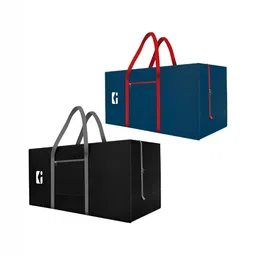 Aura Set Of 2 Black & Blue Durable 2 Compartments Storage Bags For Clothes Organisers-19