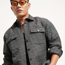HIGHLANDER Men Relaxed Fit Textured Spread Collar Casual Shirt-picture-40