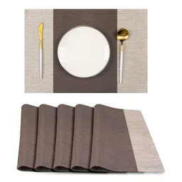 TIED RIBBONS 6Pcs Brown Rectangle Shape Table Placemats-image-59