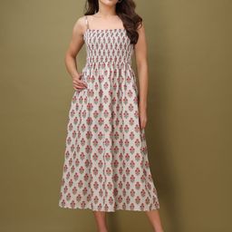 OBSHIVKA Women Floral Print Fit & Flare Midi Dress-image-60