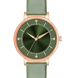 VIRAKTI Women Brass Embellished Dial & Leather Straps Analogue Watch F-71-GREEN-25-picture-15