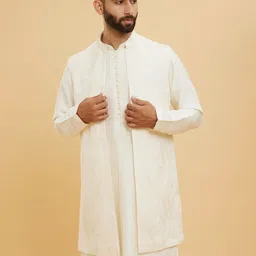Twamev Men Embroidered Regular Thread Work Kurta with Trousers And Jacket-image-98