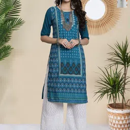 HERE&NOW Women Pack of 2 Ethnic Motifs Printed Round Neck Straight Kurta-49