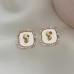 Krelin Gold-Plated Crystals Studded Square Shaped Studs-54