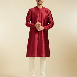 Diwas by Manyavar Men Ethnic Motifs Woven Design Mandarin Collar Straight Kurta-image-82