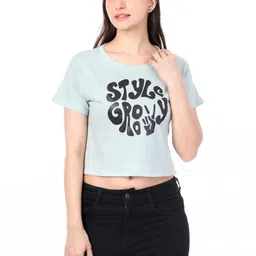 Girls Casual Cotton Blend Top (Light Blue, Pack of 1)-image-96