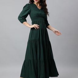 Raiyani Enterprise Tiered V-Neck Fit & Flare Maxi Dress-picture-33