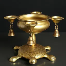 Exotic India Textured Urli Lamp With Bells-21