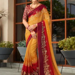 all about you WomenEthnic Motifs Zari Pure Chiffon Designer Saree-picture-24