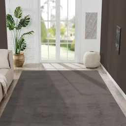 OBSESSIONS Grey Solid Anti-Skid Polyester Carpet-51