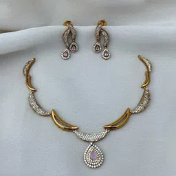 D Rio Fashions Gold Plated Cubic Zircon Studded Jewellery Set-12