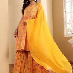 all about you Women Ethnic Motifs Printed Regular Gotta Patti Kurta with Sharara & With Dupatta-picture-27