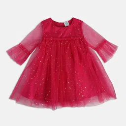MINI KLUB Girls Embellished Bell Sleeve Fit and Flare Dress-40