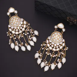 Lyriss Gold-Plated Artificial Stones Studded & Beaded Contemporary Chandbalis-picture-49