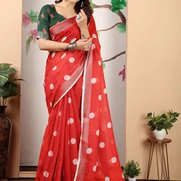 Quelea Floral Linen Blend Khadi Saree-picture-24