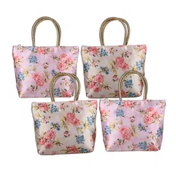 Kuber Industries Unisex Pack of 4 Floral Shopper Tote Bags-49