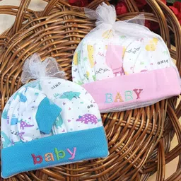 GARCY Unisex Kids Pack Of 2 Cotton Beanie Cap Mitten and Booties-52