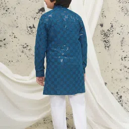 Aj DEZInES Boys Ethnic Motifs Embroidered Regular Sequinned Kurta with Pyjamas image 2