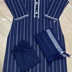 Orchid Fashion Striped, Woven, Self Design, Solid Kurta, Trouser/Pant & Dupatta Set-image-27