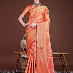 JUST FASHION Ethnic Motifs Woven Design Zari Banarasi Saree-picture-50