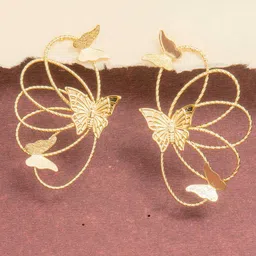 Mali Fionna Gold-Plated Contemporary Shaped Drop Earrings-23