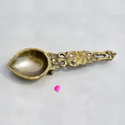 StyleMyWay Textured Brass Pooja Aarti Spoon-image-10