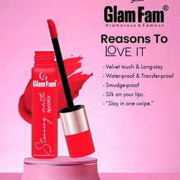 GlamFam Set Of 2 Stunning Matte Waterproof Lip Color- 5 ml Each- Crimson Red 09 image 2