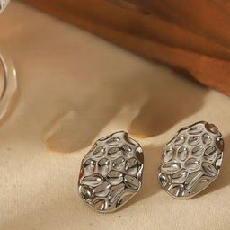 V FASHION JEWELLERY Stainless Steel Silver-Plated Contemporary Studs-image-74