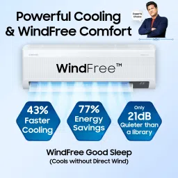 samsung Convertible 5-in-1 Cooling 2024 Model 1.5 Ton 3 Star Split Inverter WindFree Technology AC with Wi-fi Connect- White image 5
