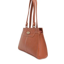 Fostelo Tan PU Structured Shoulder Bag with Tasselled image 2