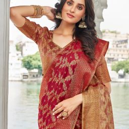 Woven, Embellished, Self Design Kanjivaram Jacquard, Cotton Silk Saree-image-19
