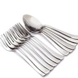 handicraft Stainless Steel 12-Pieces Cutlery Set - 6 Table Spoons & 6 Table Forks Size of Fork 21.5Cm & Spoon 21Cm Stainless Steel Cutlery Set-image-55