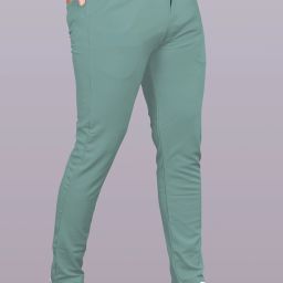 Men Slim Fit Green Lycra Blend Trousers-image-69