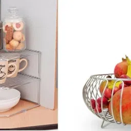 Presents Combo Pack of Multipurpose Steel Corner Rack and Steel Fruit & Vegetable Basket-image-58