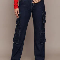 French Connection Women Comfort Straight Fit Cargo Jeans-image-31
