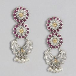 Peora Silver-Plated Circular Drop Earrings-18