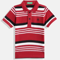 United Colors of Benetton Boys Pure Cotton Striped Polo Collar T-shirt-image-60