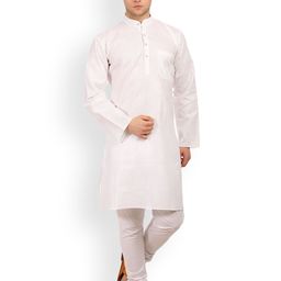 Wintage Men White Solid Straight Kurta-65