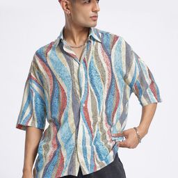 glitchez Abstract Canvas Printed Relaxed Shirt-image-62