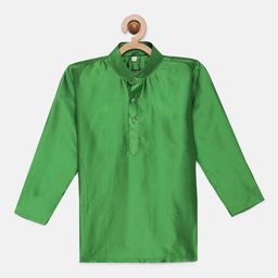 THANGAMAGAN Boys Green Art Silk Kurta-image-18