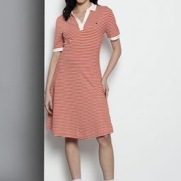 Tommy Hilfiger Polo Collar Striped T-shirt Dress-image-48