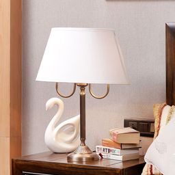 THE LIGHT STORE Antique Gold-Toned & White Solid Contemporary Table Lamp with Shade-37