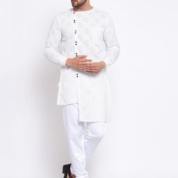 KLOTTHE Men White Ethnic Motifs Printed Kurta-image-93