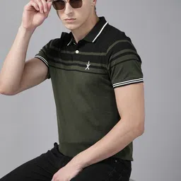 Roadster Striped Regular Fit Pure Cotton Polo Collar T-shirt-image-8