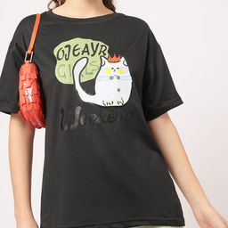 DressBerry Cuddly Couture Graphic Printed Comfy Longline Tee-image-45