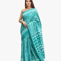 TROPWEAR Ethnic Motifs Pure Cotton Block Print Saree-42
