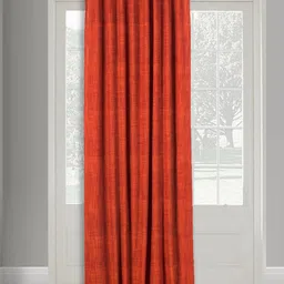 Fabindia Red & Black Striped Cotton Long Door Curtain-29